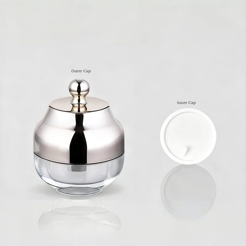 100ml frosted glass jar with silver lid - premium face moisturizer container