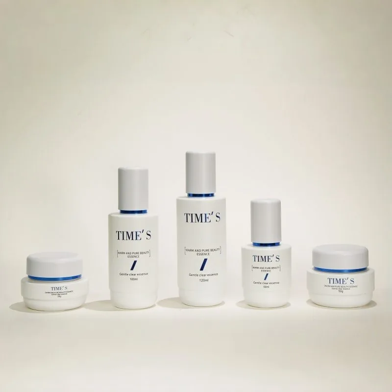 5 piece glass bottle set for full skincare line
