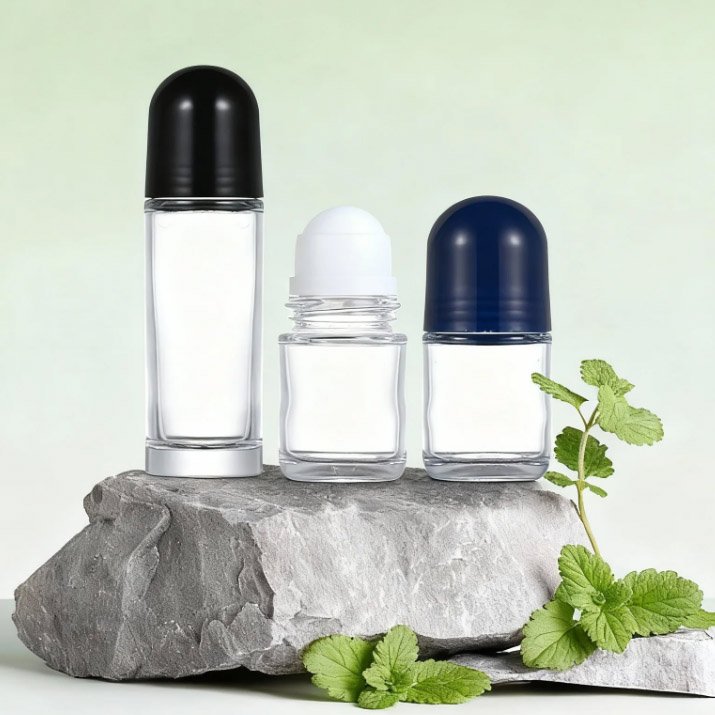 NS-G005 Ball bearing bottle cap 25ml 30ml 50ml antiperspirant deodorant lotion glass bottle