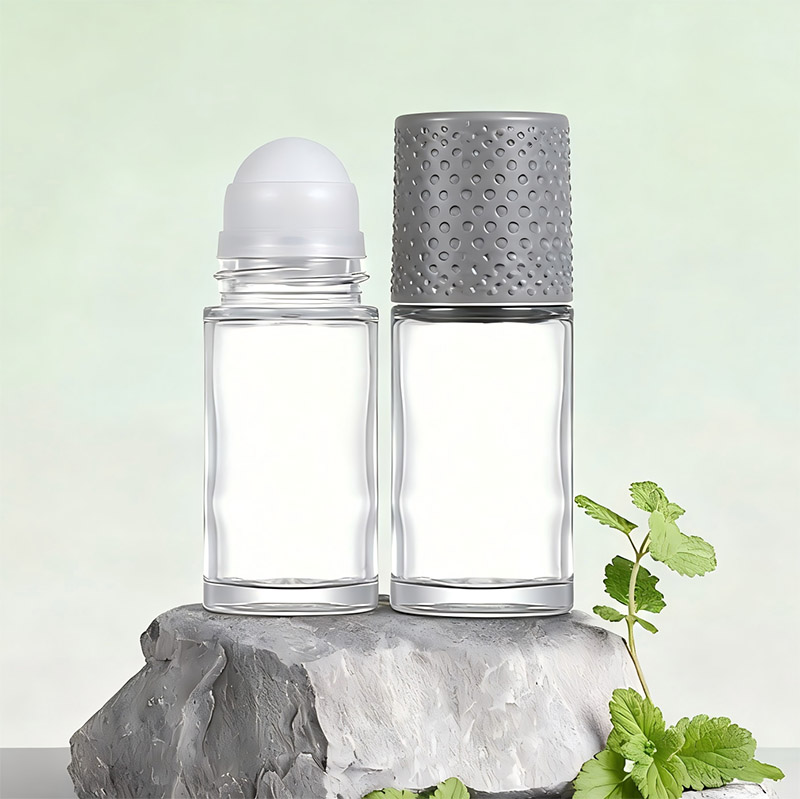 NS-G010 50ml Unique clear Glass Roll on Deodorant Bottles for Body