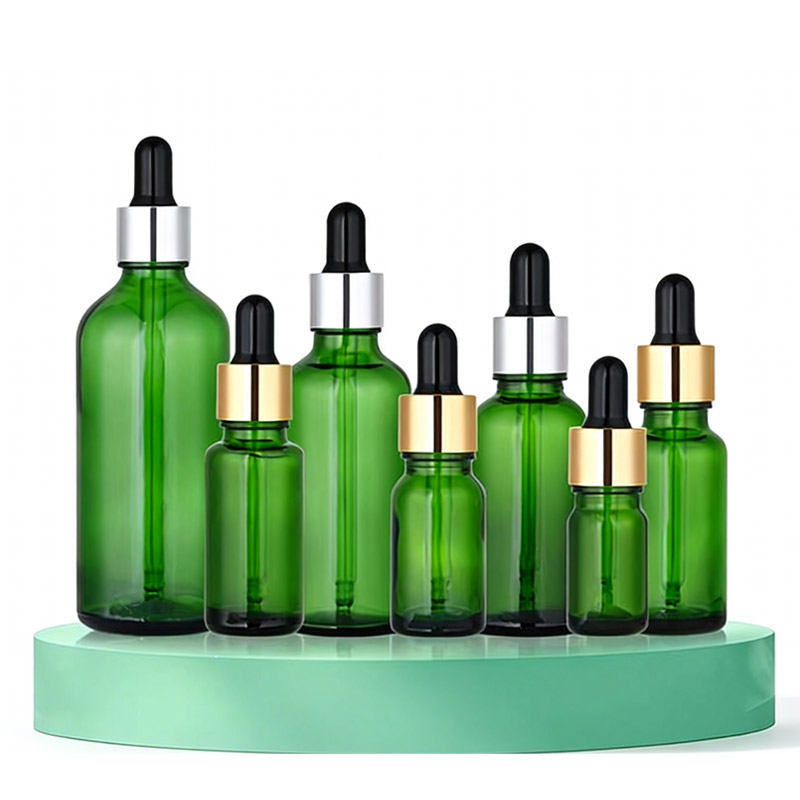 NS-B005 5ml, 10ml, 15ml, 20ml, 30ml, 50ml, 100ml Custom round empty black glass bottles with black caps.