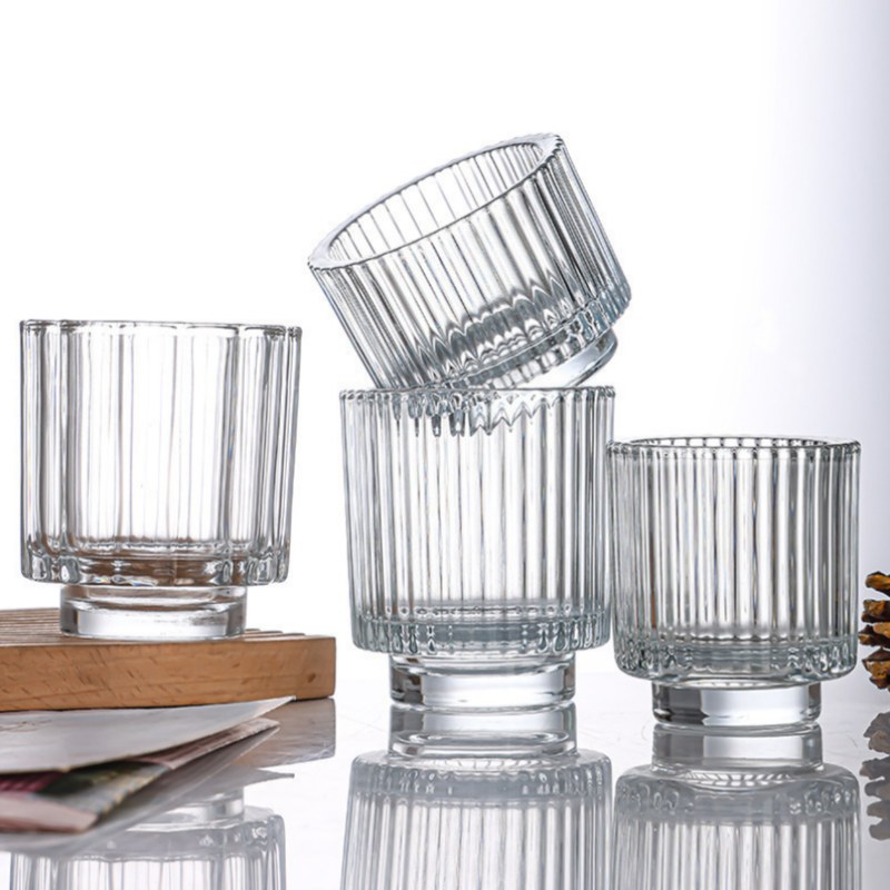 NS-L001 Vertical striped thick-bottomed glass candle cup
