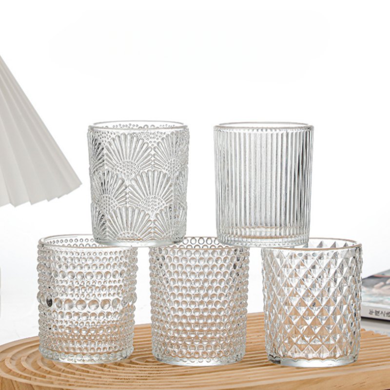 NS-L006 Embossed glass candle diffuser cup