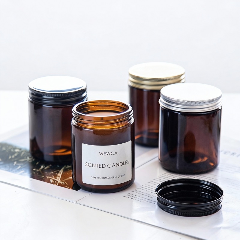 NS-L010 Brown 10oz Premium Glass Candle Jar