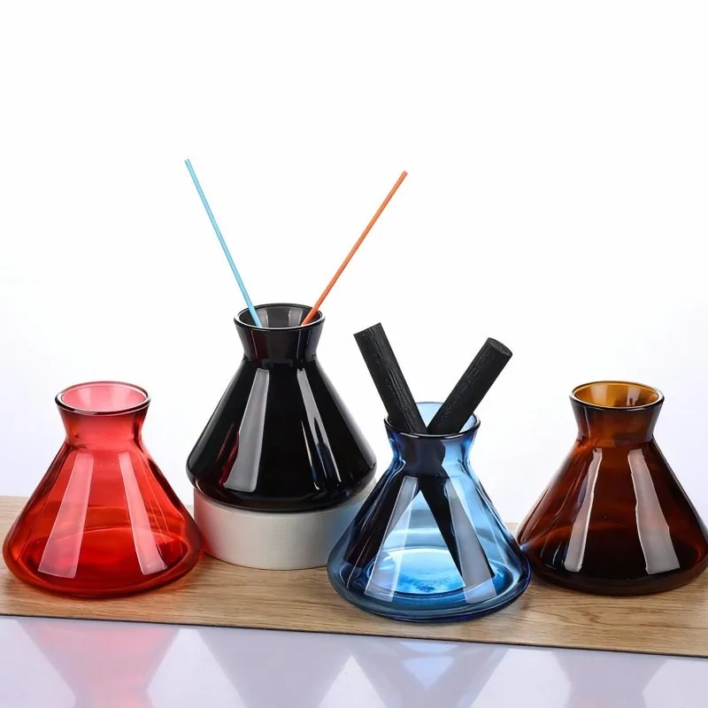 Colorful trumpet-shaped conical aromatherapy bottle empty glass bottle