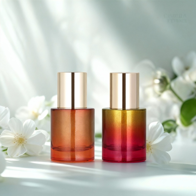 NS-D018 Custom gradient color essential oil glass pump bottle