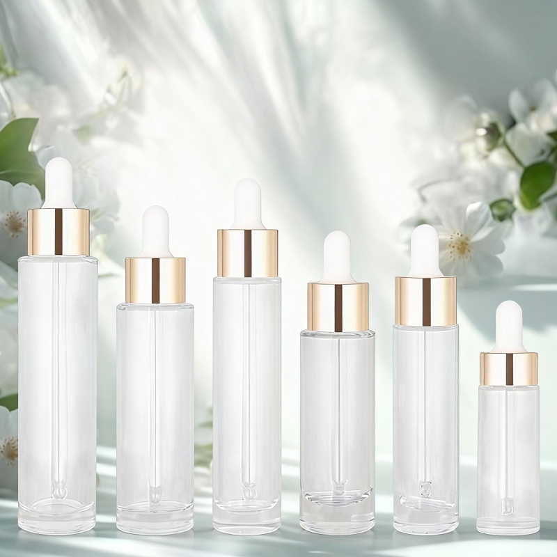 NS-D024 15ml 20ml 30ml 40ml 50ml Flat-Shoulder Tall Cylindrical Glass Essential Oil Container