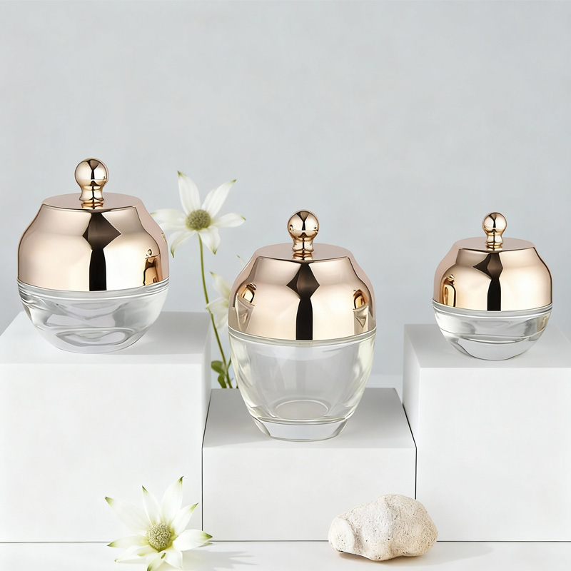 NS-M006 Luxurious 20g, 50g, 100g Facial Cream Jar for Eyes, Glass Jar with Gold Cap