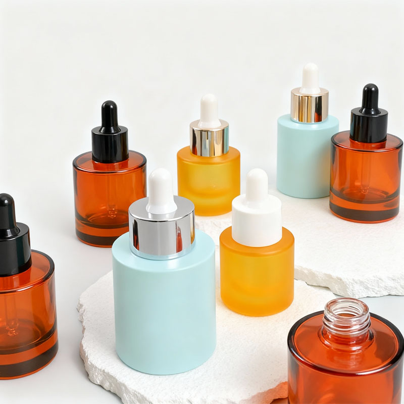 NS-D004 15ml 30ml 50ml Glass Flat Shoulder Dropper Bottle Thick Bottom Serum Bottle