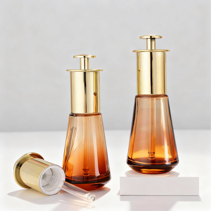 NS-D005 30ml 50ml Glass conical squeeze pump dropper for dispensing essential oil bottles