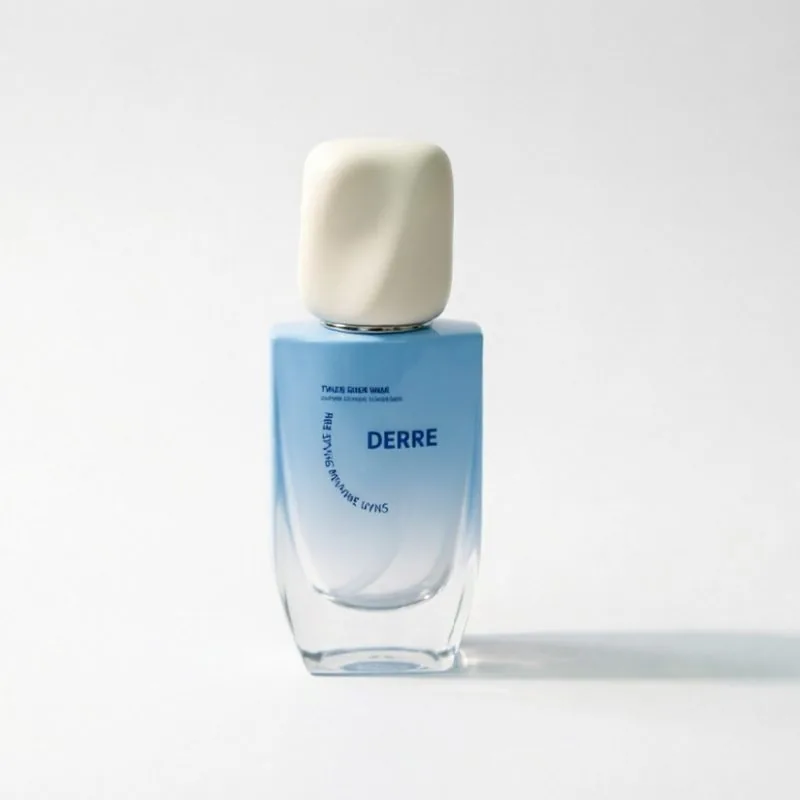 50ml Blue Gradient Square Glass Foundation Bottle with Cream Twist Cap