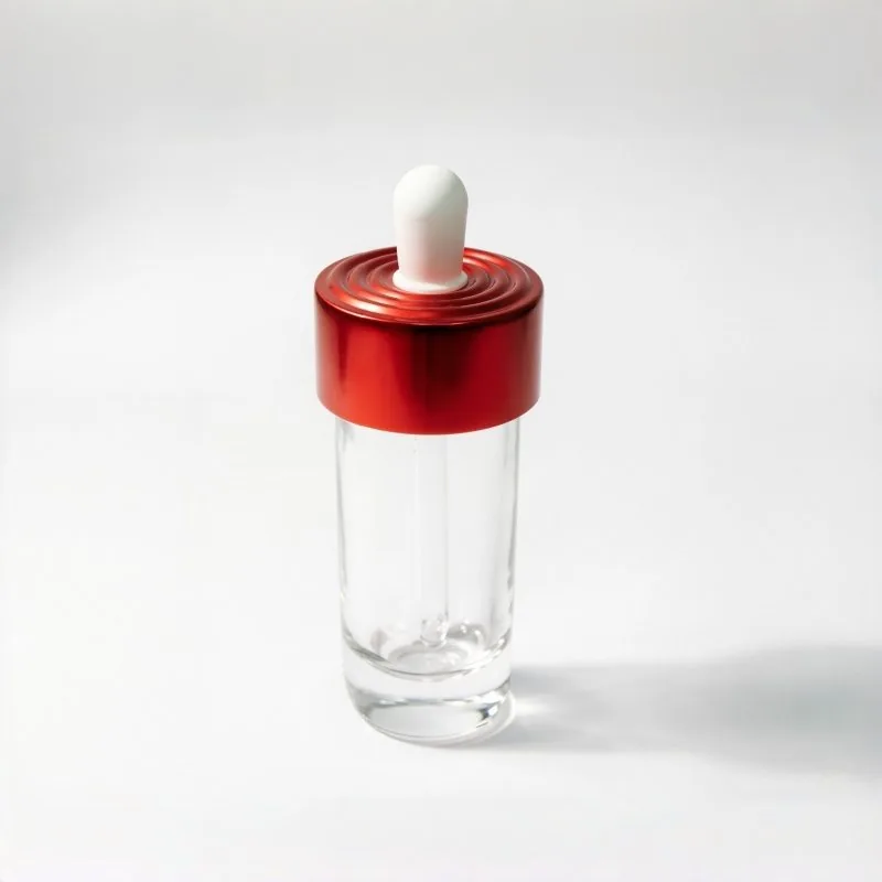 Clear Glass Dropper Bottle with Red Cap
