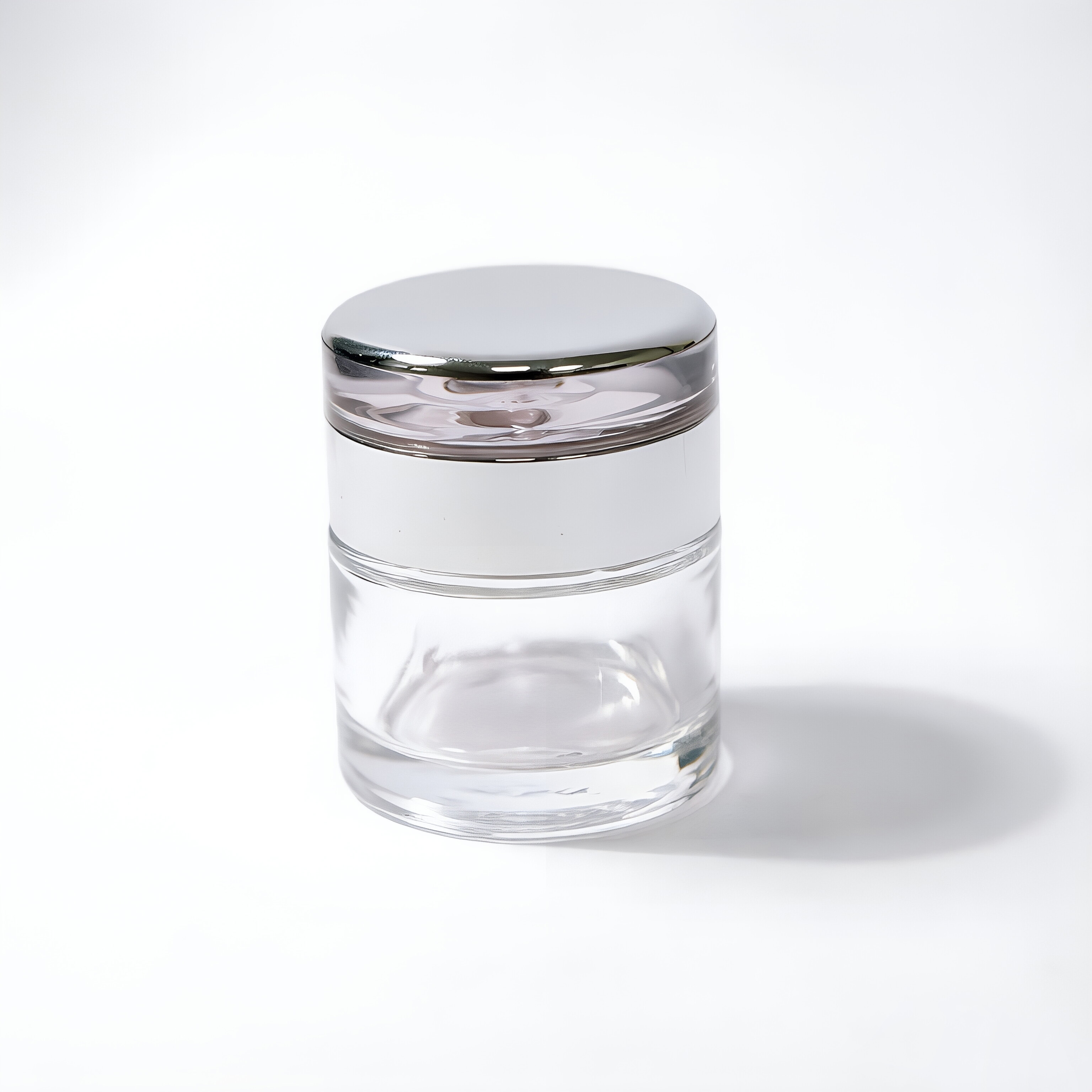 Clear Glass Cream Jar with silver Lid