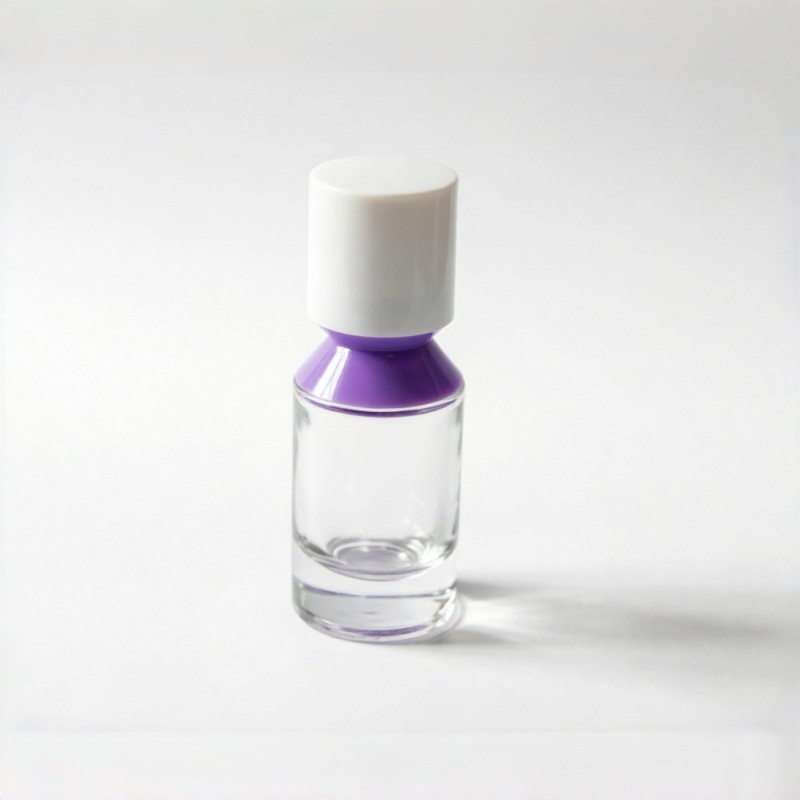 Purple Bottleneck Clear Glass Cosmetic Bottle with Artistic Cap 15ml 30ml