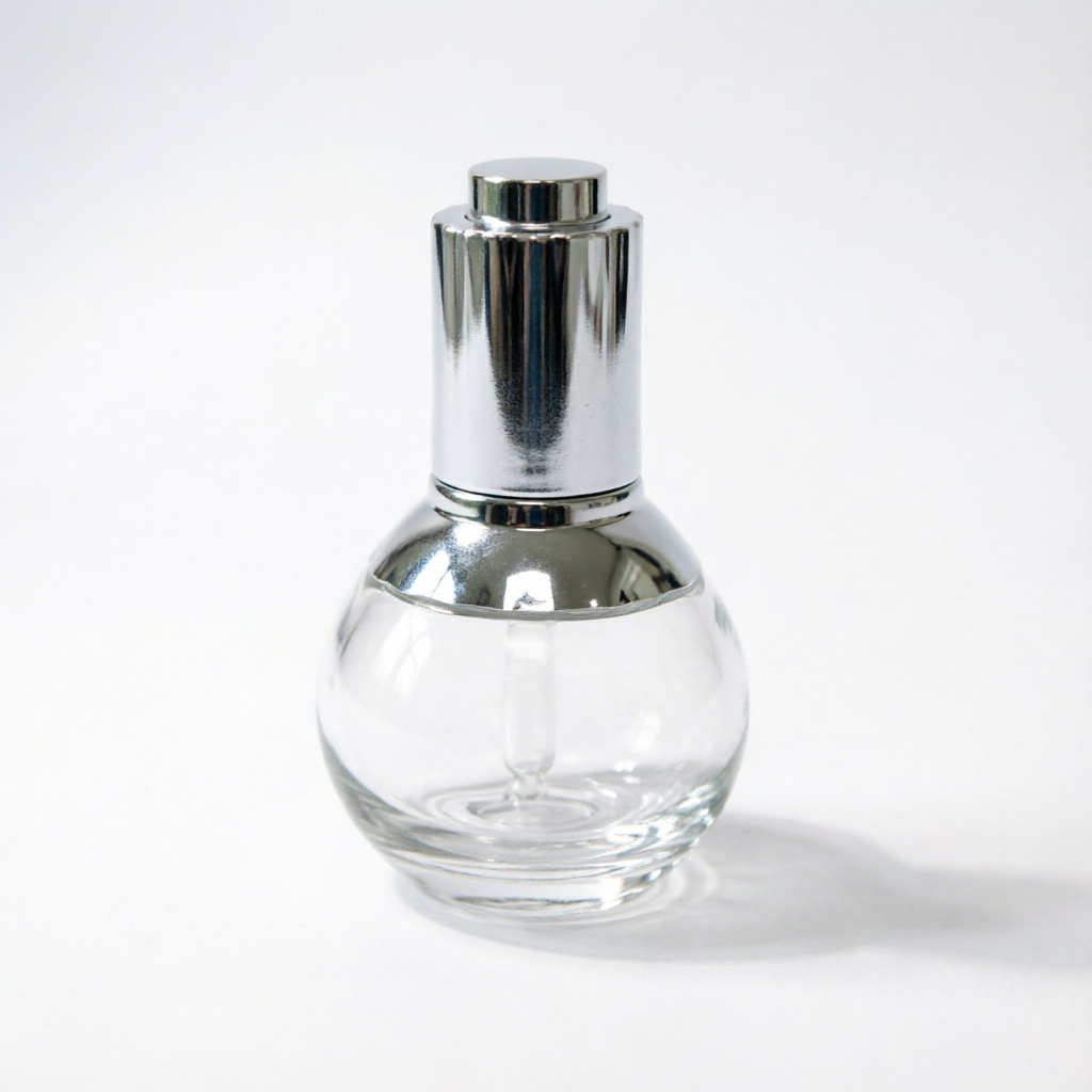 Round Glass Aromatherapy Bottle 포함 Silver Cap 30ml