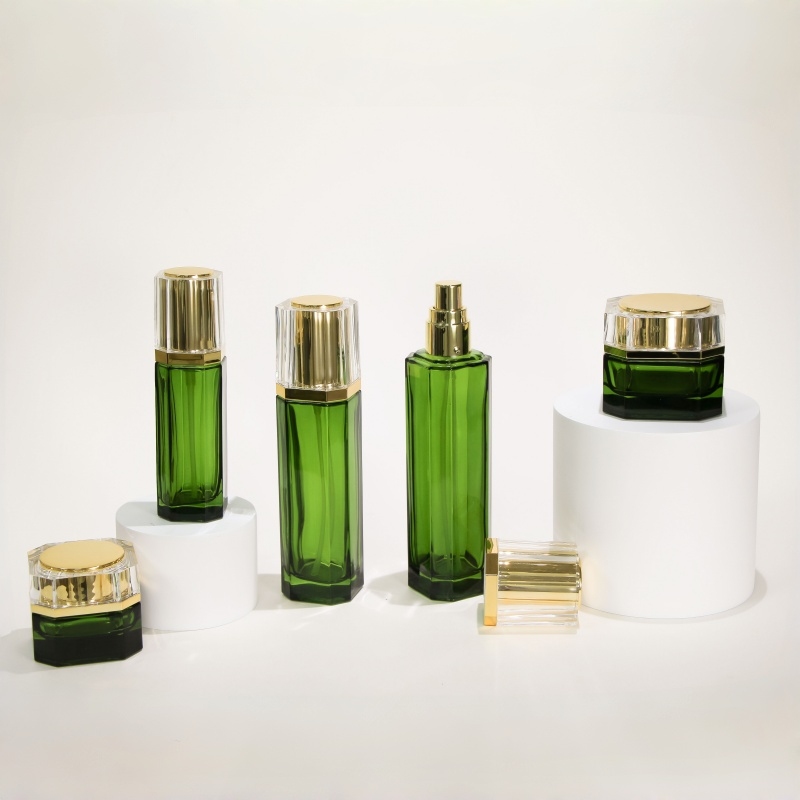 30ml 50ml Customized Cosmetic Bottles Face Cream Jars Multi-Faceted Glass Bottles
