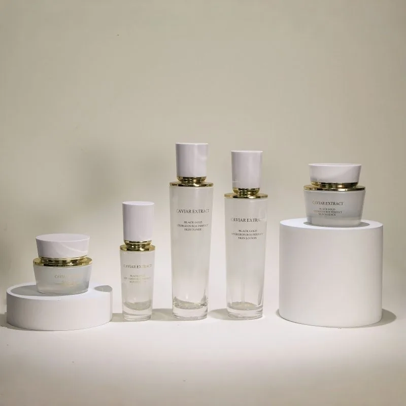 Luxury Skin Care Packaging 40ml 120ml Glass Cosmetic Bottle Set