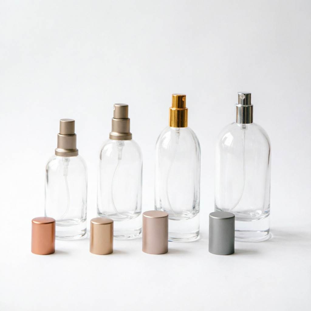 Oval Clear Glass Perfume Bottle with Metallic Cap 15ml 30ml 50ml 100ml