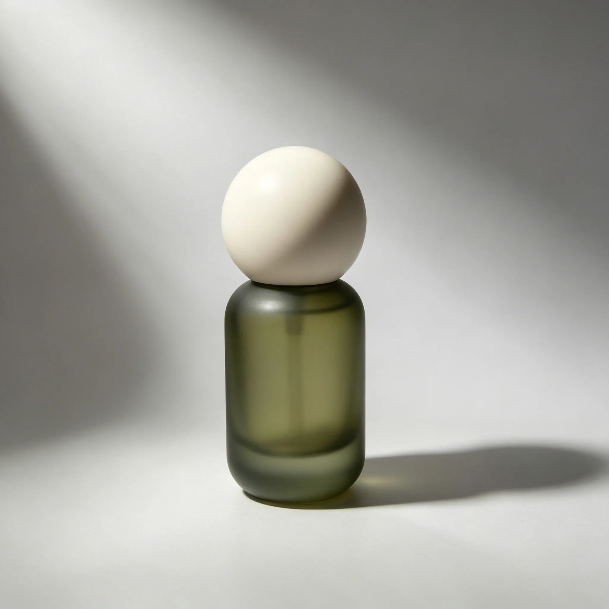 Matte Olive Green Glass Serum Pump Bottle 30ml