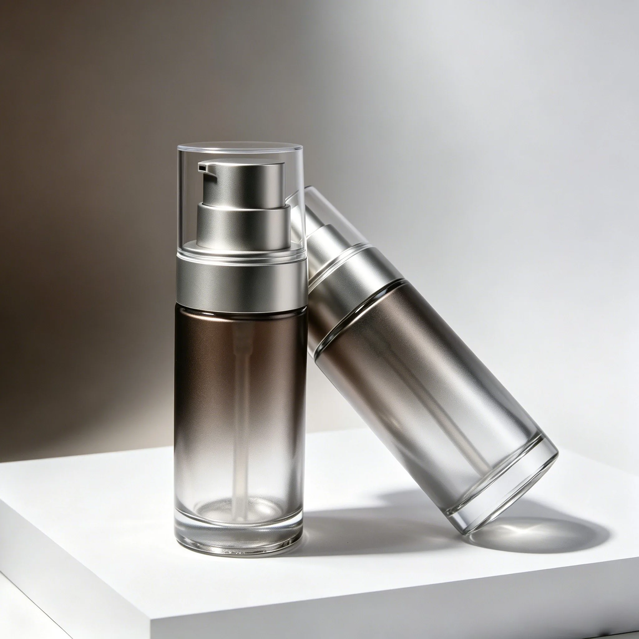 Brown Gradient Glass Serum Pump Bottle 30ml
