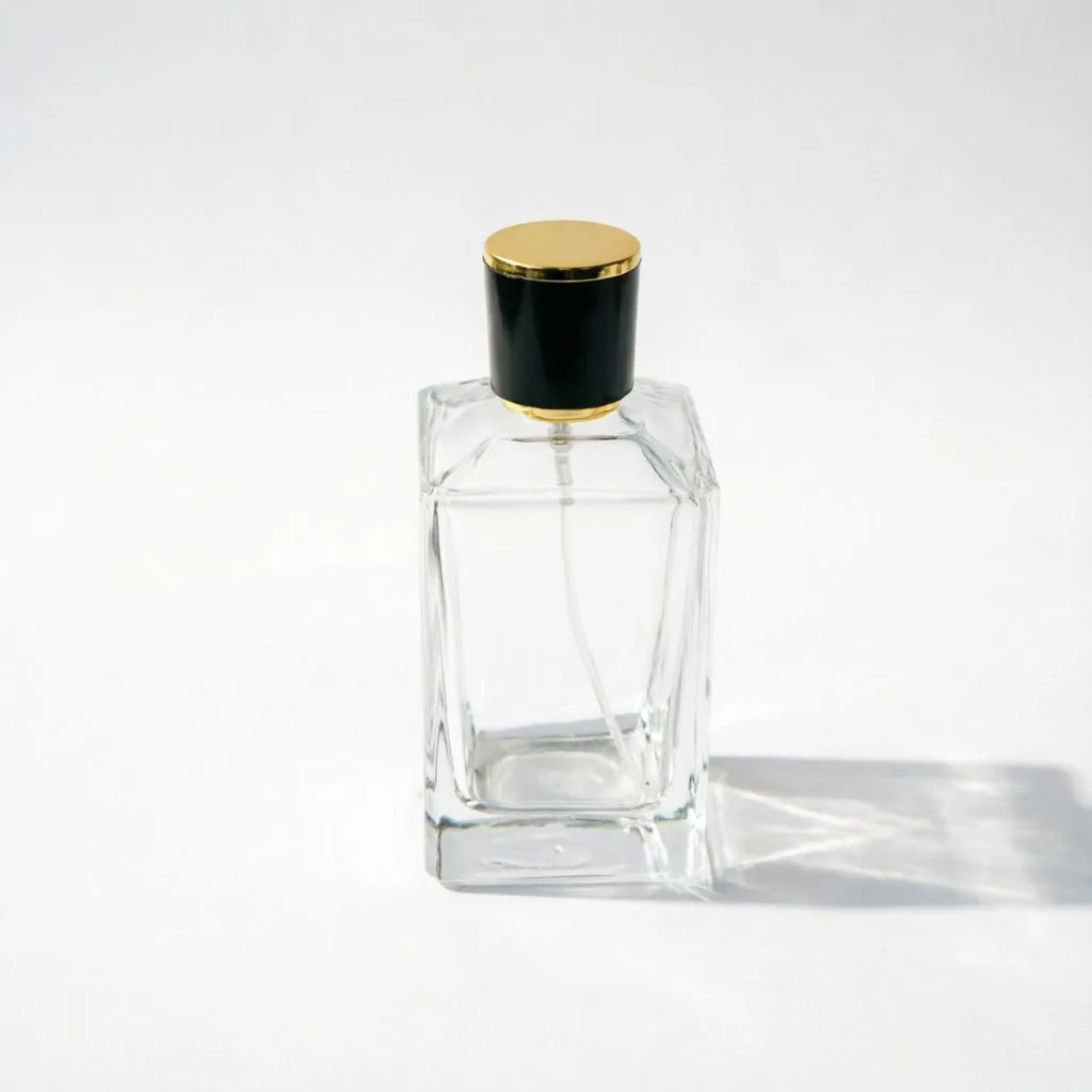Classic Square Glass Parfümflasche mit Black Gold Cap 30ml 50ml 100ml