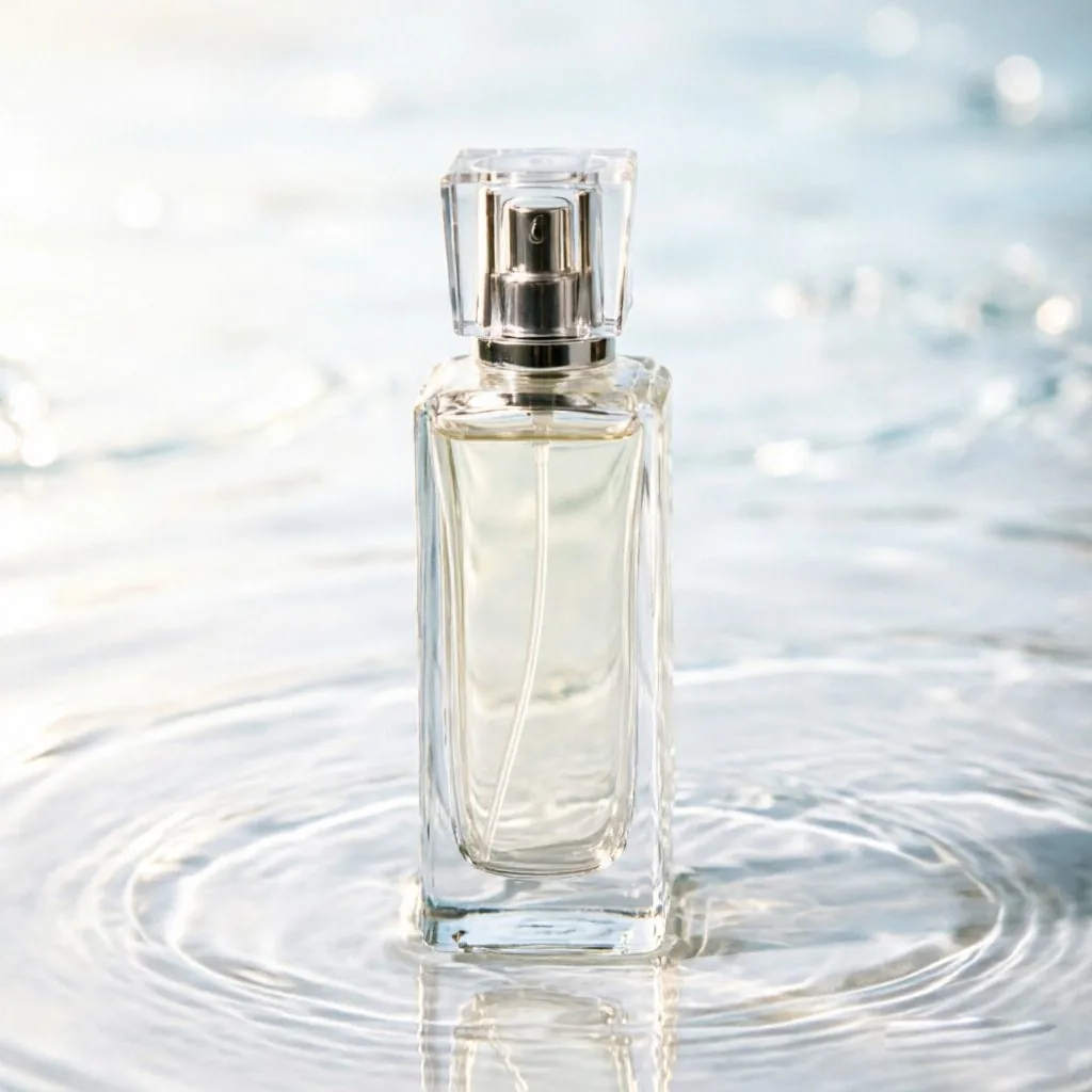 Tall Rectangular Clear Glass Perfume Bottle with Silver Square Cap 50ml