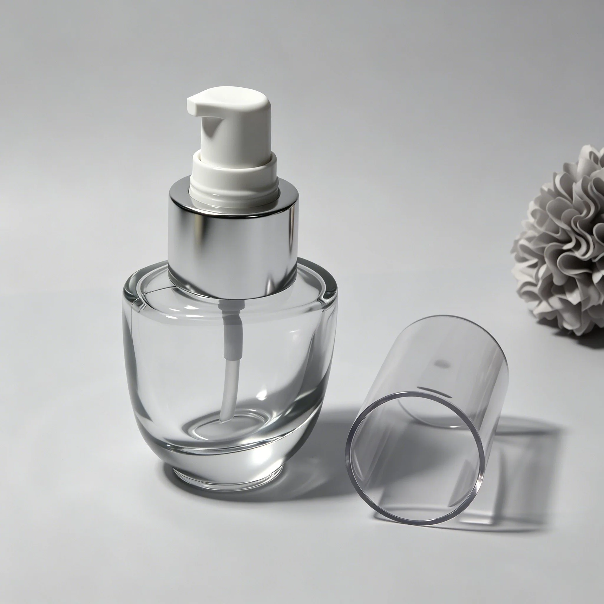 klar Oval Glass Serum Pump Bottle 30ml