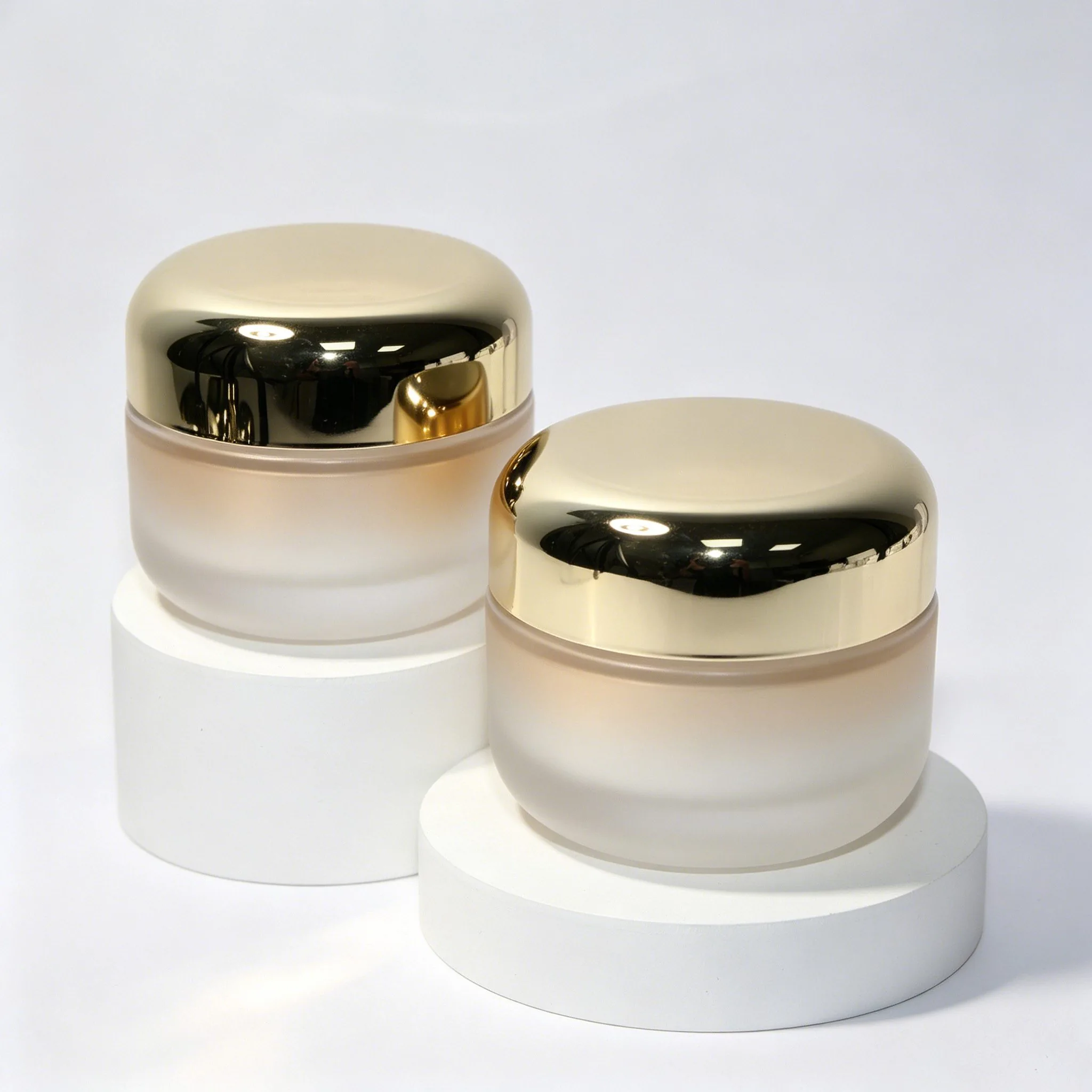 Luxury Champagne Gradient Frosted Glass Cream Jar 15g