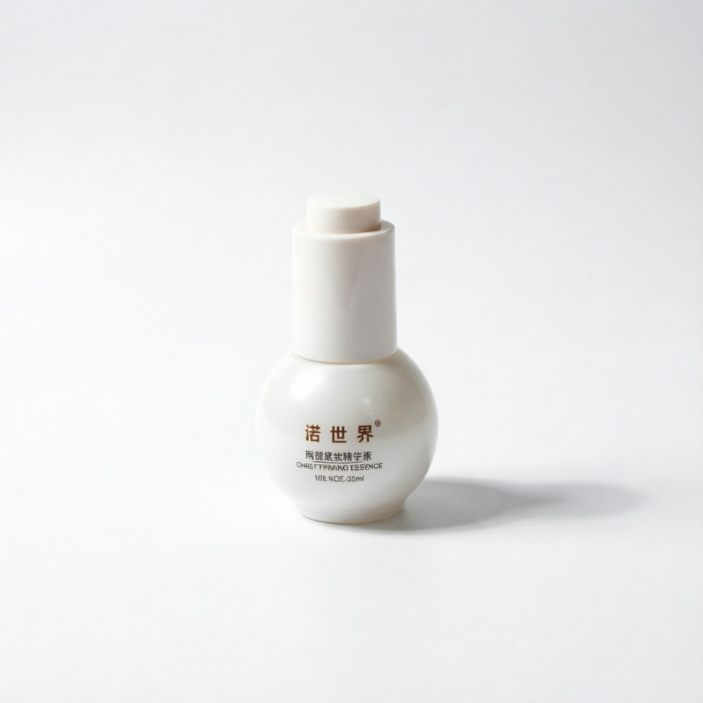 Pearl White Round Glass Essence Pump Bottle