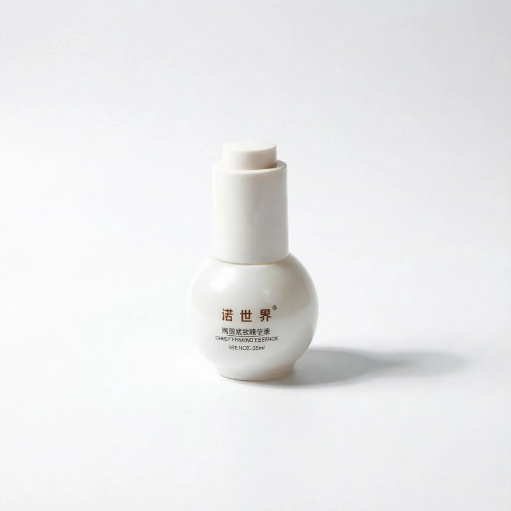Pearl White Round Glass Essence Pump Bottle