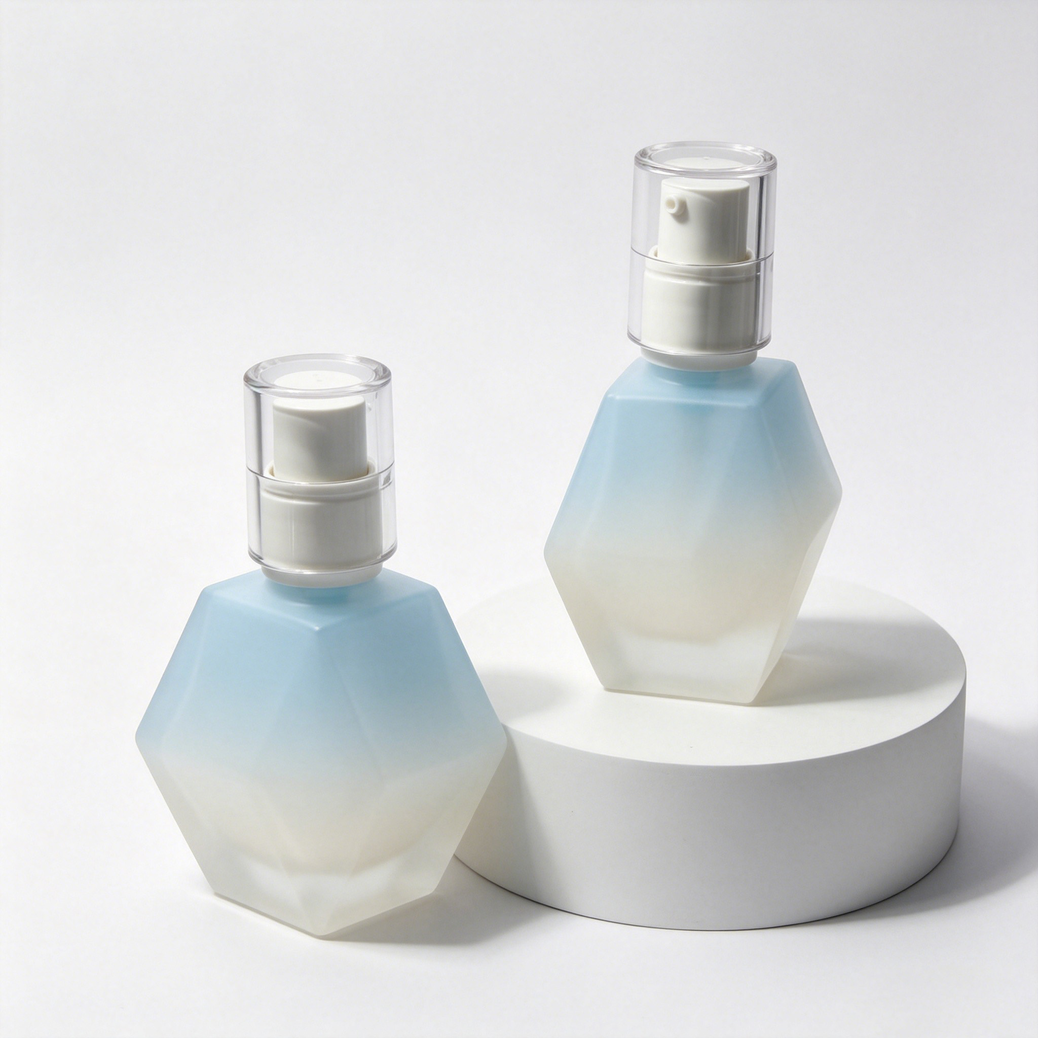 Blue Gradient Polygon Glass Essence Bottle 30ml