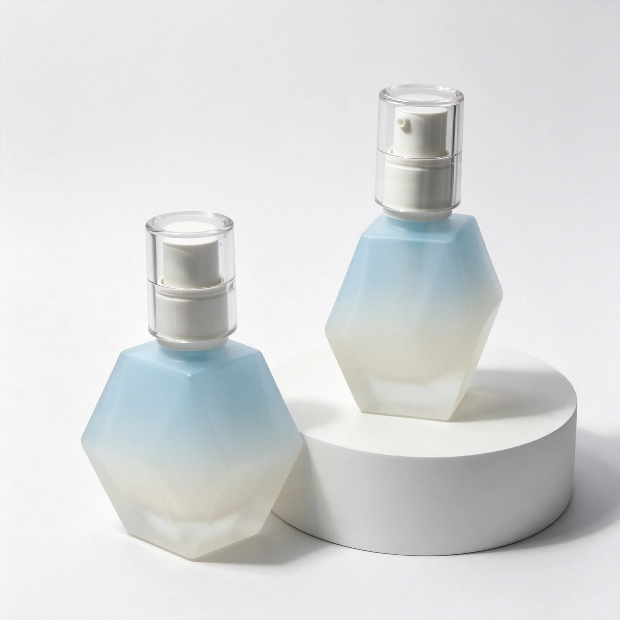 Blue Gradient Polygon Glass Essence Bottle 30ml