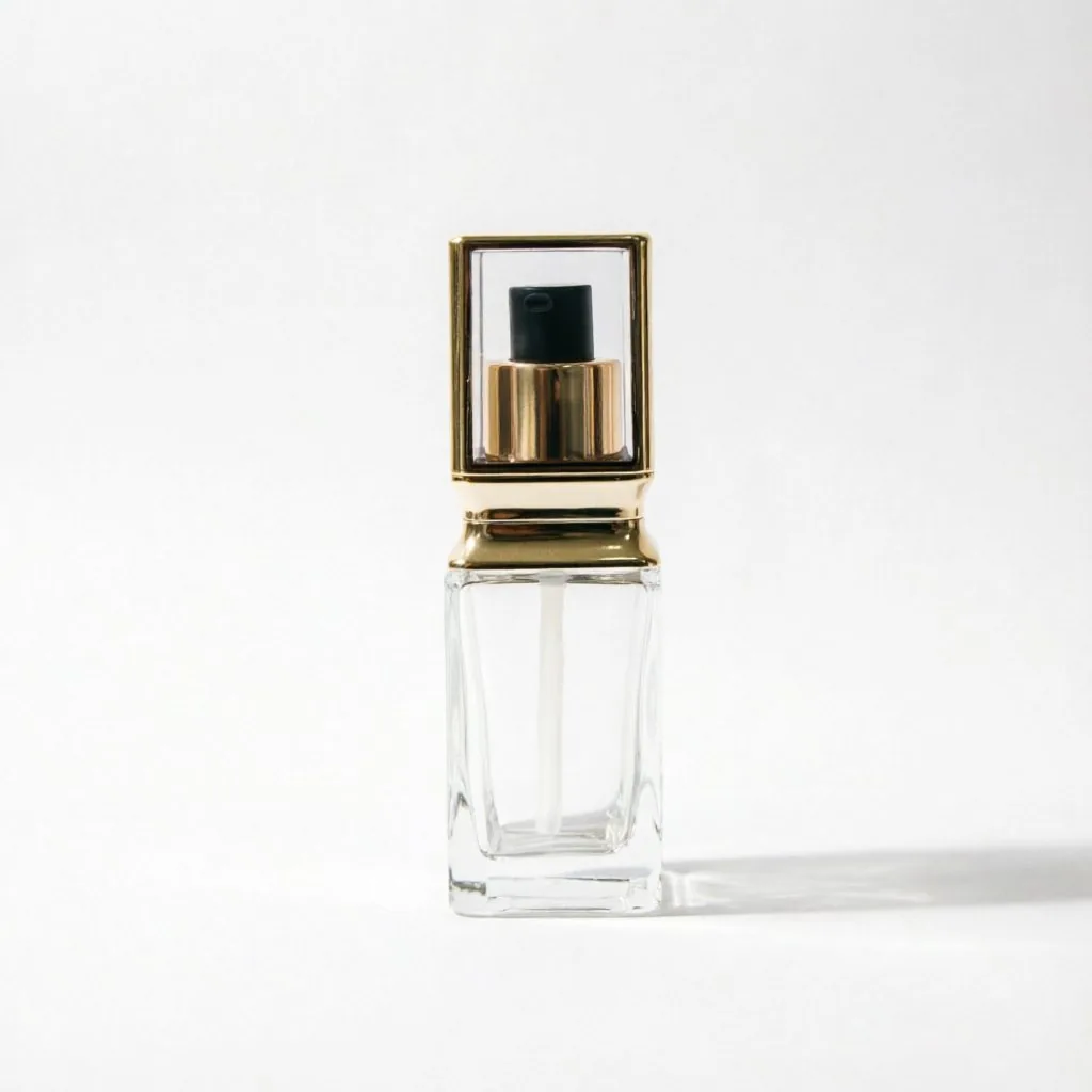 Tall Rectangular Glass Lotionflasche mit Gold Frame Cap