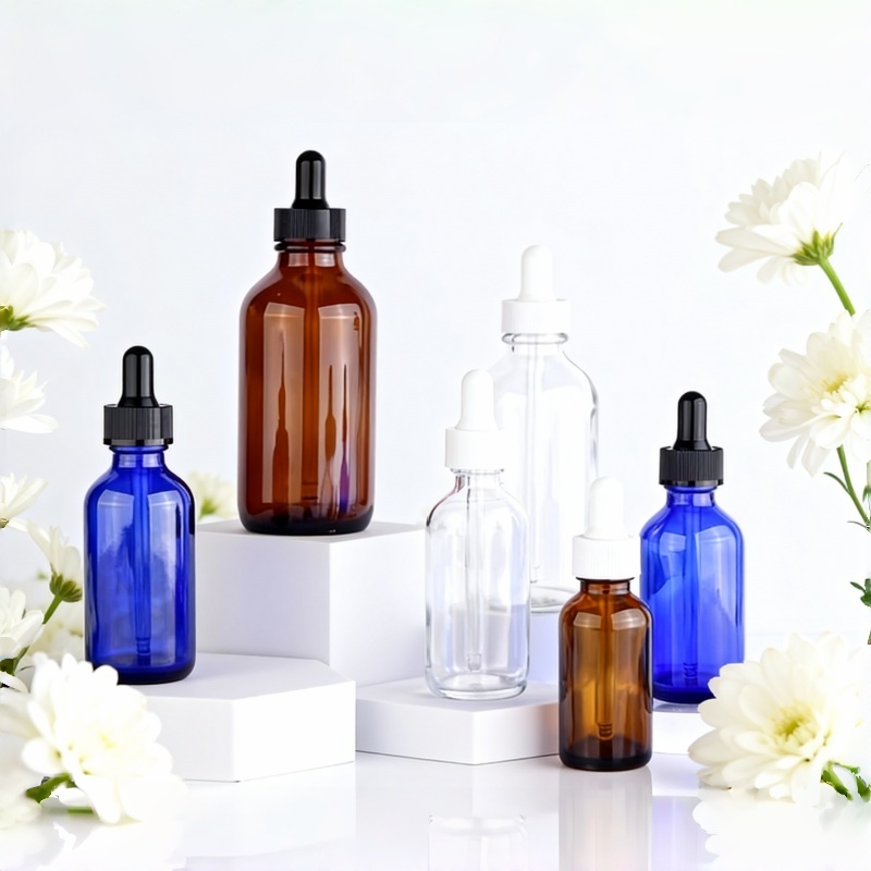 NS-B006 Newest 1oz 2oz 4oz  Cosmetic Glass Bottle Essential Oil Boston Round Bottle