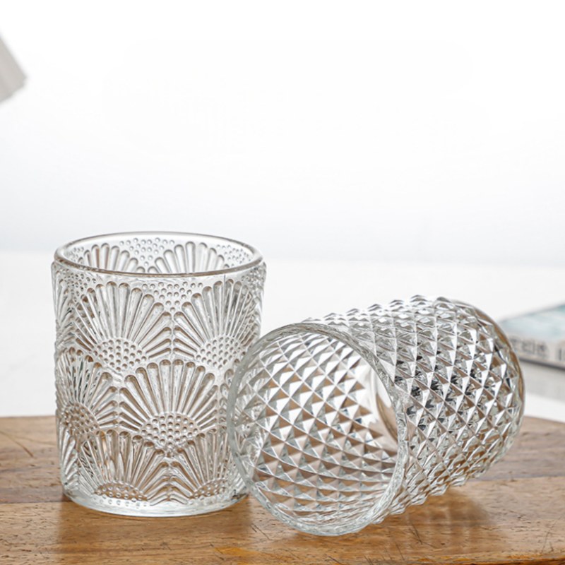 NS-L006 Embossed glass candle diffuser cup