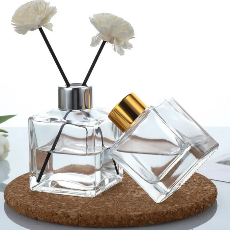 50 ml, 100 ml, 150 ml, 200 ml, 250 ml, luxuriöse Duftdiffusorflasche, transparent, quadratisch
