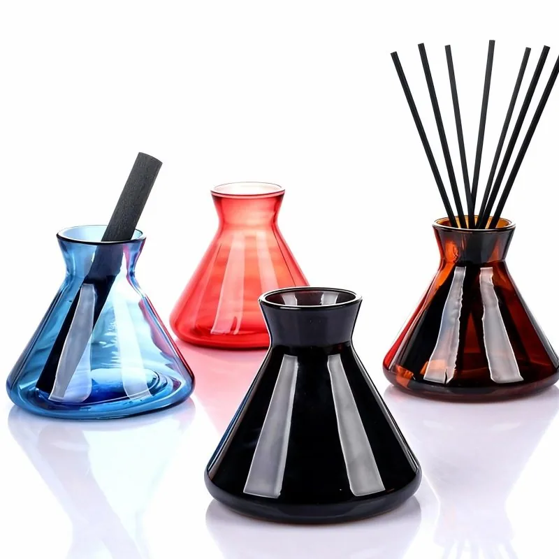 Colorful trumpet-shaped conical aromatherapy bottle empty glass bottle