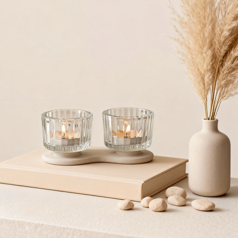 NS-L005 China Hot Selling Refillable Glass Empty  Candle Cup Ornament