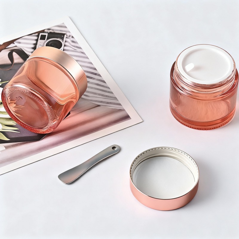 NS-M001 Orange Round Cosmetic Cream Glass Jar