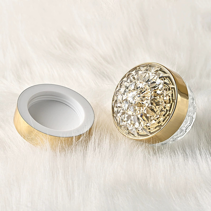 NS-M003 Screen Printing 50 ML Empty Glass Cream Container With Diamond Lid Luxury Jar Cosmetic