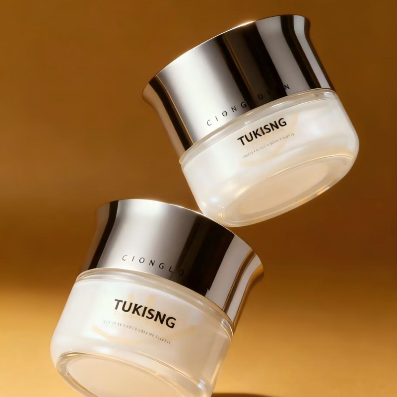 NS-M015 Custom Logo 30G 50G Moisturizer Jar Clear Grey Glass Lotion Pump Bottle with Silver Cap