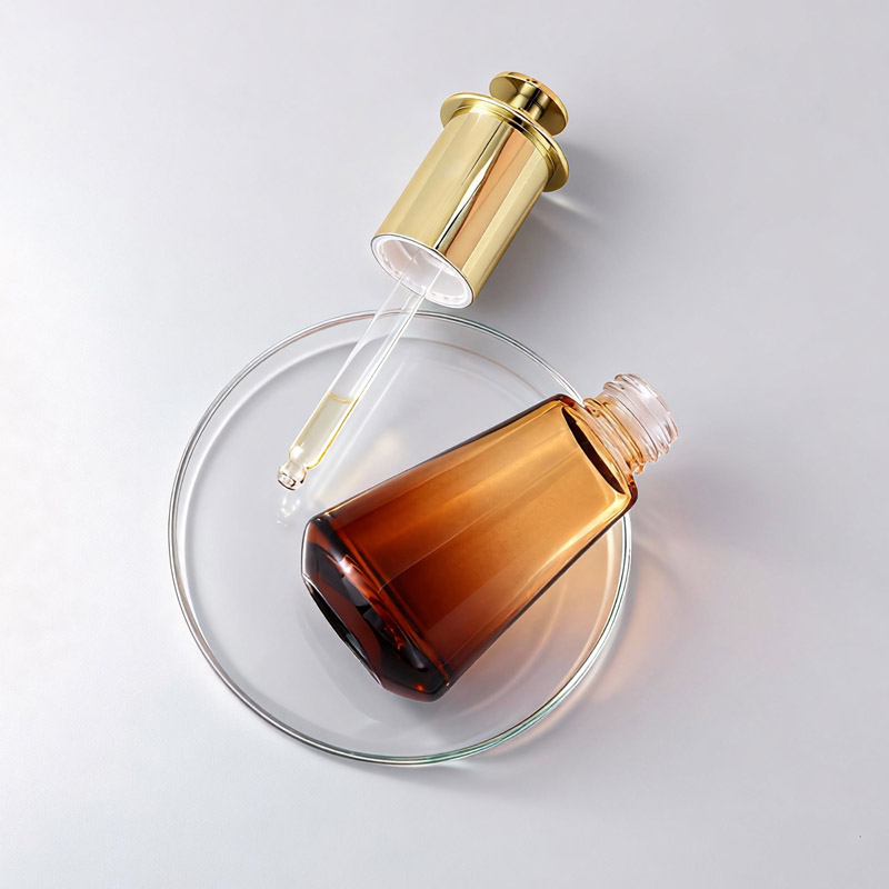 NS-D005 30ml 50ml Glass conical squeeze pump dropper for dispensing essential oil bottles