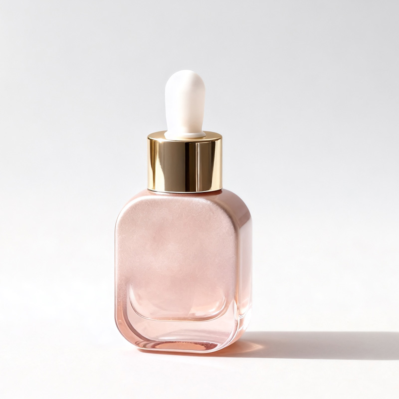 NS-D0012 Stock Wholesale 30ml Rounded Flat Square Essential Oil Bottle Clear Empty Dropper Bottle