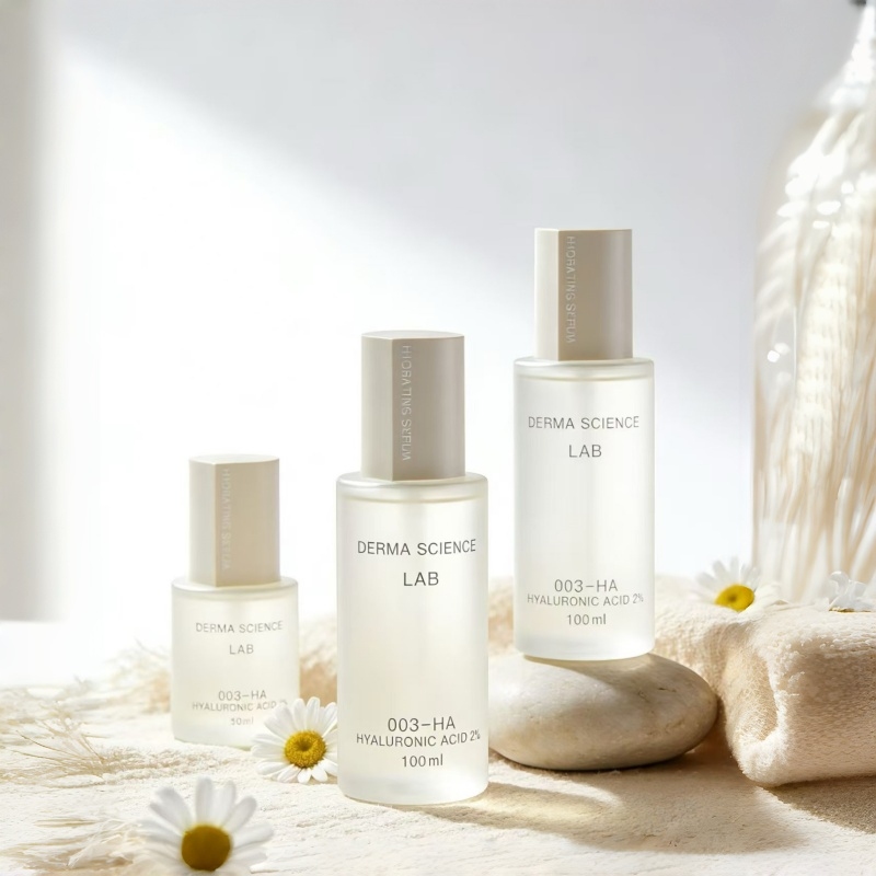 Minimalist Clear Glass Cosmetic Jar and Bottle Set with Grey Cap