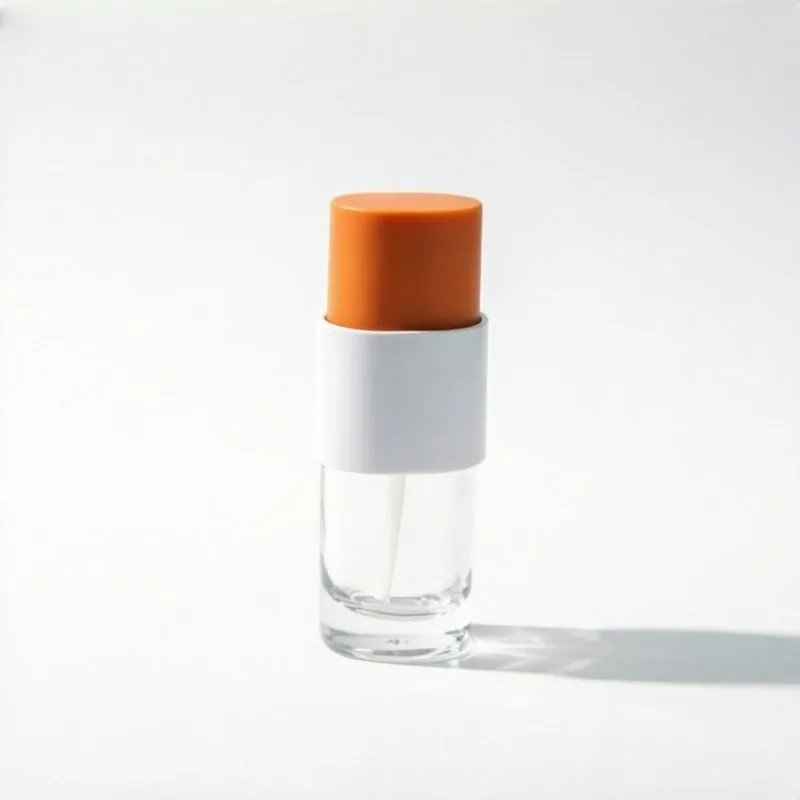 30ml Clear Cylindrical Glass Foundation Bottle with Orange Matte Cap