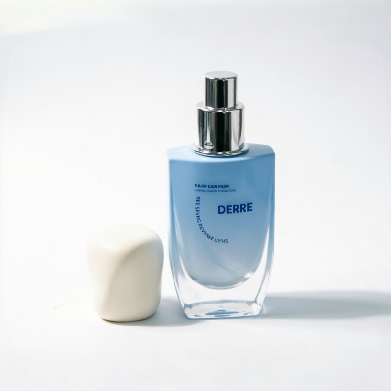50ml Blue Gradient Square Glass Foundation Bottle with Cream Twist Cap