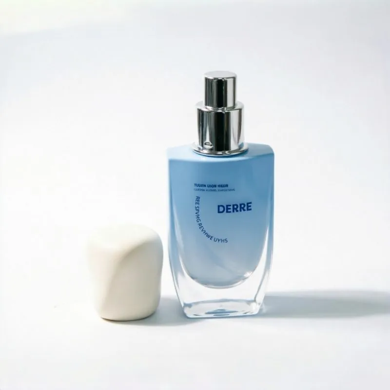 50ml Blue Gradient Square Glass Foundation Bottle with Cream Twist Cap