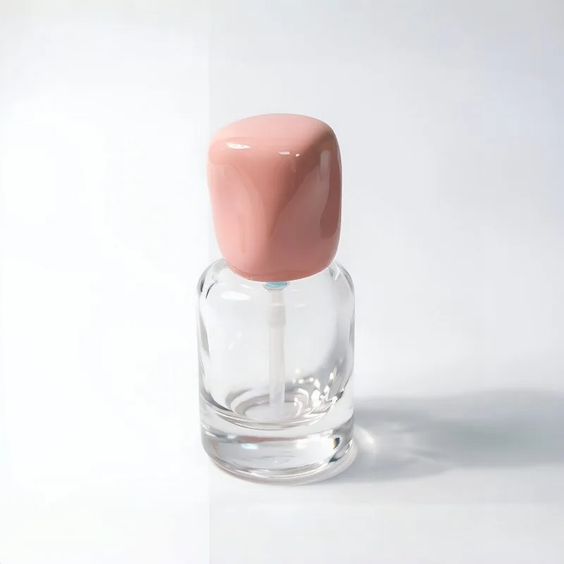 30ml Thick Bottom Round Glass Foundation Bottle with Glossy Peach Pink Cap