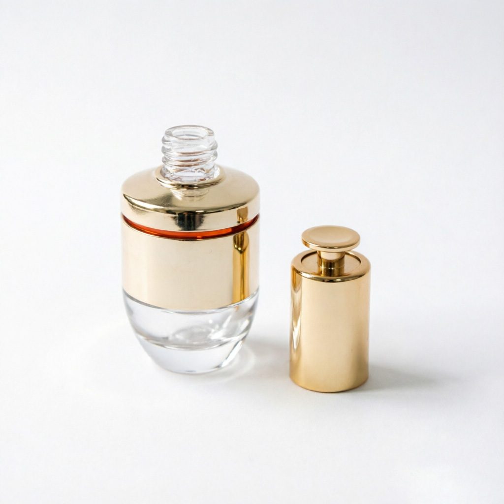 Clear Glass Serum Bottle with Gold Pump