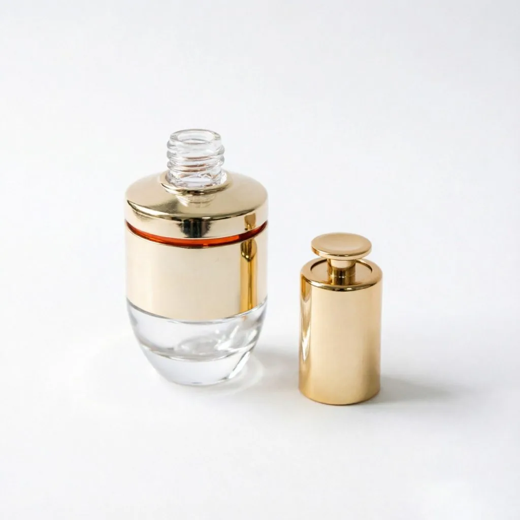 Clear Glass Serum Bottle with Gold Pump